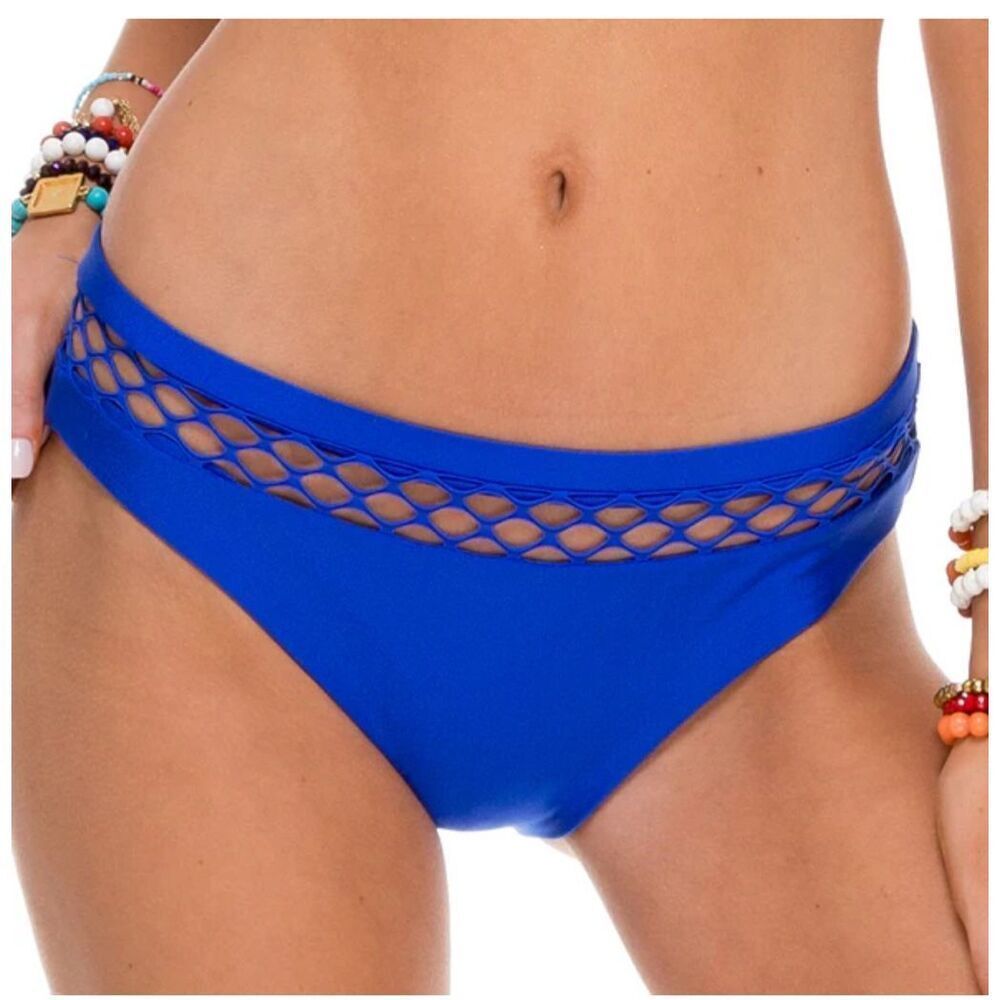 NWT Luli Fama Electric Blue SAILOR'S KISS FISHNET MODERATE BOTTOM Size Large
